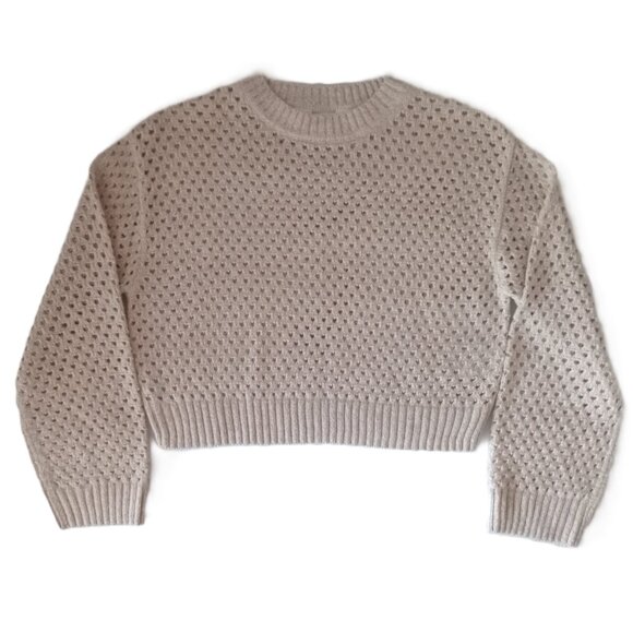 H&M Kids Crochet Knit Sweater Cream Soft Cozy Preppy Retro-inspired Sz CA 12-14A - Picture 2 of 6